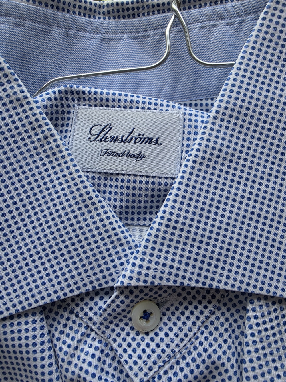 Stenströms Blue Dot Fitted Body Button-Down Shirt 16 / 41 Cotton Luxury